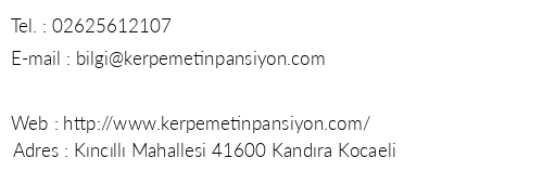 Kerpe Metin Pansiyon Apart telefon numaralar, faks, e-mail, posta adresi ve iletiim bilgileri